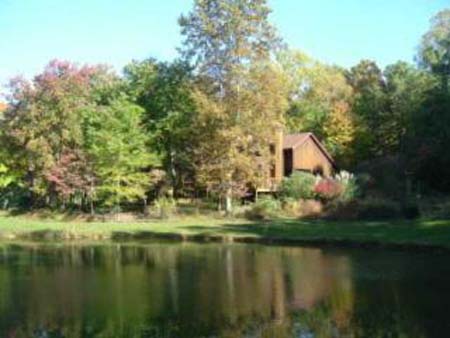 house, viewed from across the pond